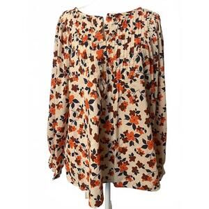 Elizabeth and James Floral Print Bohemian Blouse 100% Cotton Large